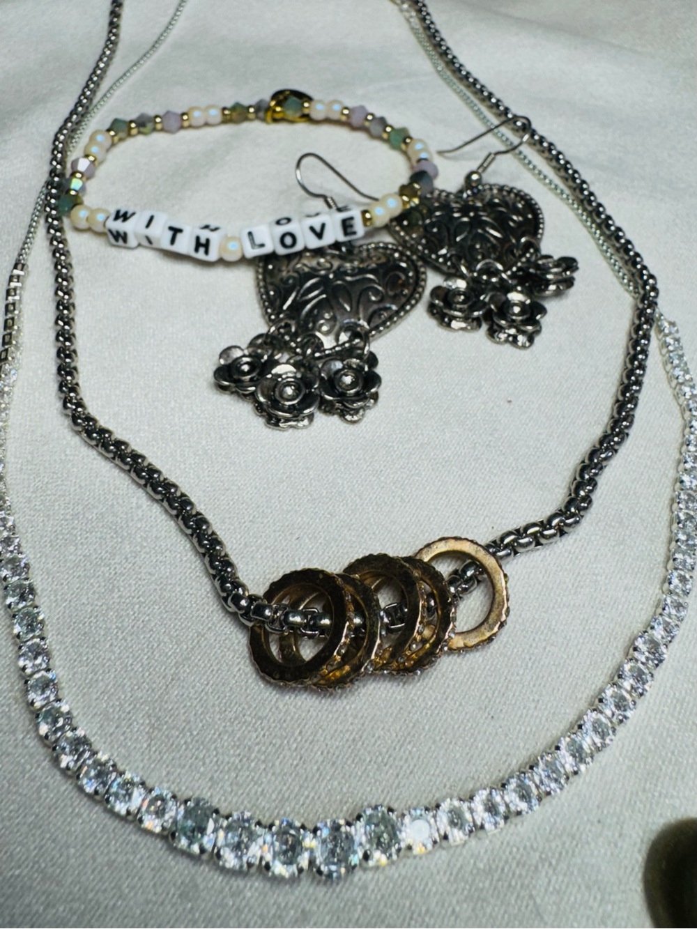 Buckle Mixed Metal Necklace and Bracelet Set with Gold and Silver Accents